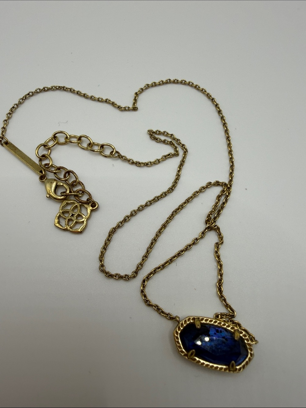 Vintage Kendra Scott gold Necklace with Blue Oval Pendant - Women's Jewelry